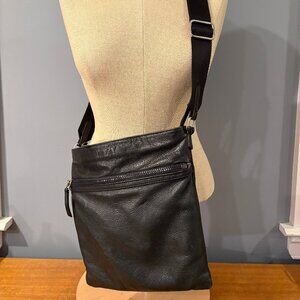 Leather Cross Body Bag, Black, Adjustable Strap,
